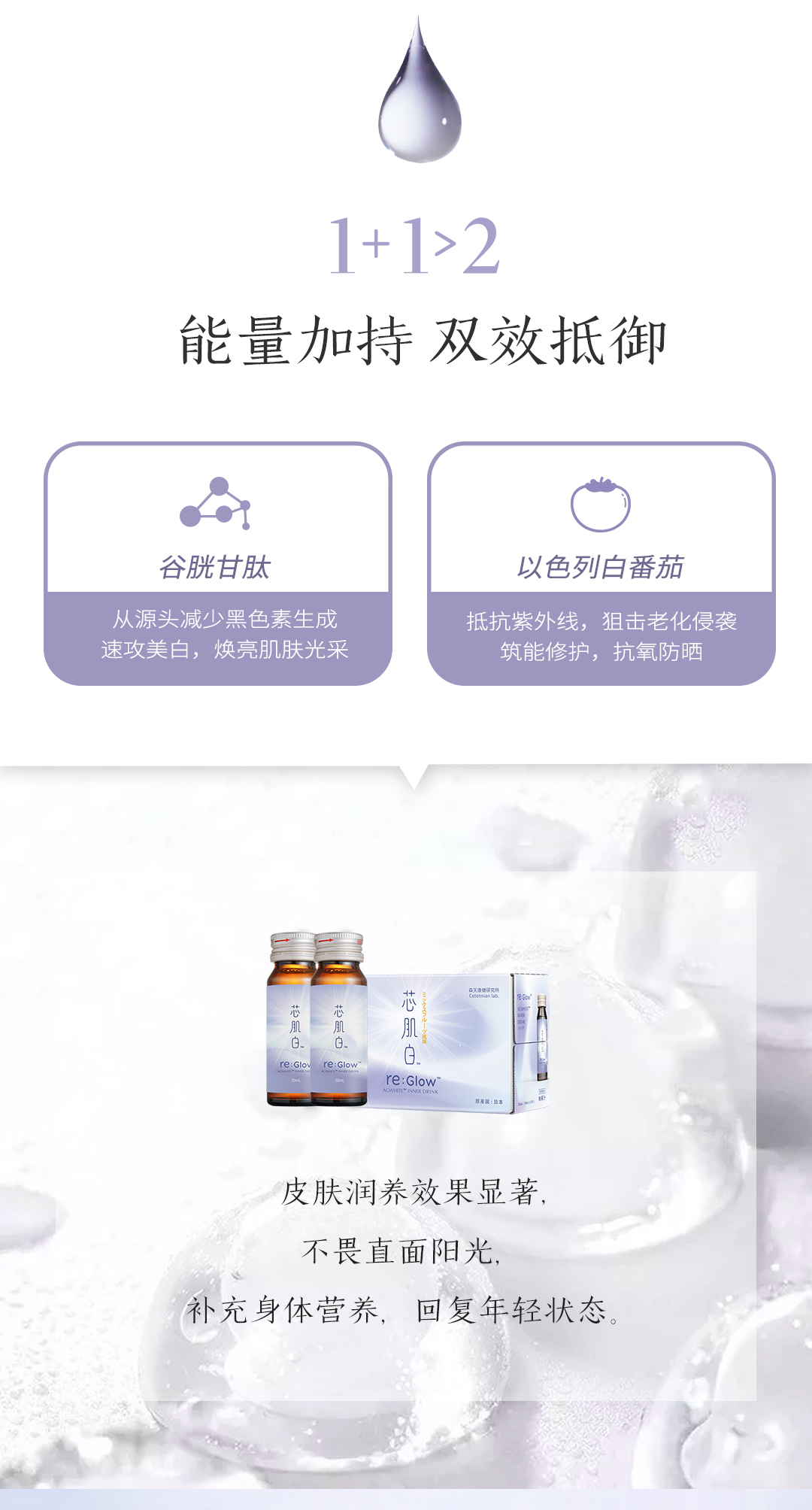 Re:glow芯肌白，能量加持，双重抵御